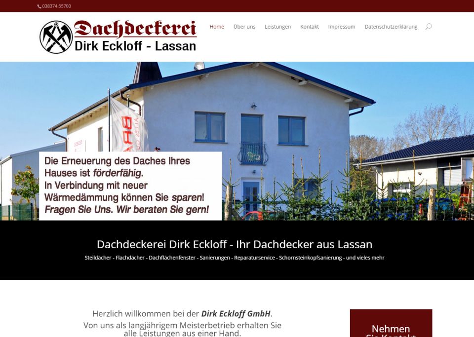 Website für Dachdeckerei Dirk Eckloff Lassan