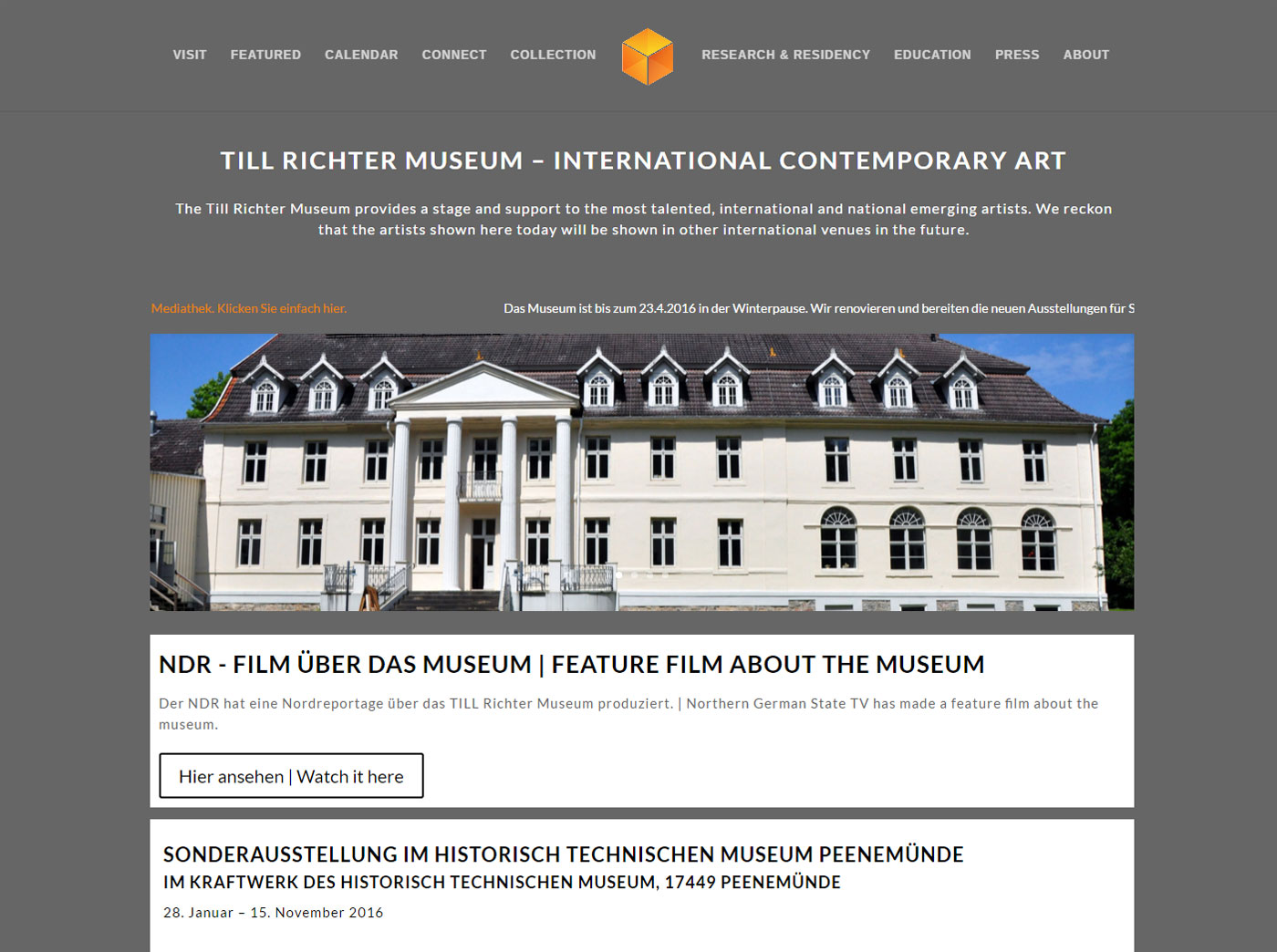 Webseite für TILL RICHTER MUSEUM Schloss Buggenhagen