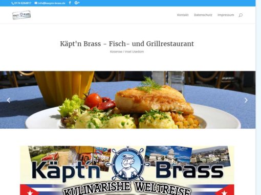 Webseite für Restaurant Käpt’n Brass – Koserow auf Usedom