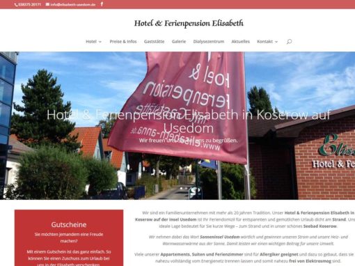 Webseite für Hotel & Ferienpension Elisabeth in Koserow auf Usedom